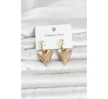 316L Çelik Gold Renk Kalp Modelli Kadın Küpe TJ-BKP11835