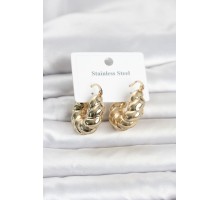 316L Çelik Gold Renk Bombeli Halka Model Kadın Küpe TJ-BKP11838