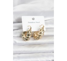 316L Çelik Gold Renk Bombeli Halka Model Kadın Küpe TJ-BKP11838