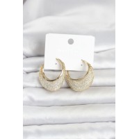 316L Çelik Gold Renk Kristal Taş Detaylı Halka Kadın Küpe TJ-BKP11839