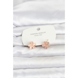 Pirinç Gold Renk Pembe Çiçek Model Çocuk Küpe TJ-BKP11844