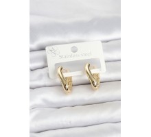 316L Çelik Gold Renk Asimetrik Halka Model Kadın Küpe TJ-BKP11853