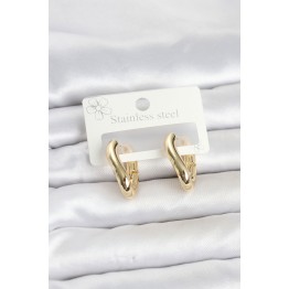 316L Çelik Gold Renk Asimetrik Halka Model Kadın Küpe TJ-BKP11853