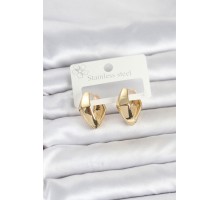 316L Çelik Gold Renk Elmas Model Halka Kadın Küpe TJ-BKP11855