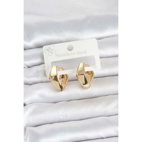 316L Çelik Gold Renk Elmas Model Halka Kadın Küpe TJ-BKP11855