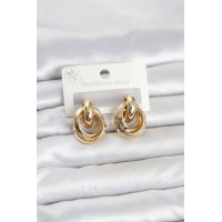 316L Çelik Gold Renk Halka Model Kadın Küpe TJ-BKP11857
