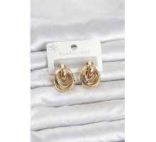 316L Çelik Gold Renk Halka Model Kadın Küpe TJ-BKP11857