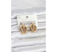 316L Çelik Gold Renk Halka Model Kadın Küpe TJ-BKP11857