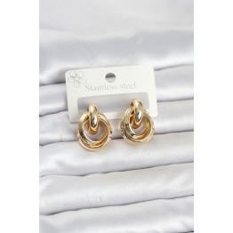 316L Çelik Gold Renk Halka Model Kadın Küpe TJ-BKP11857