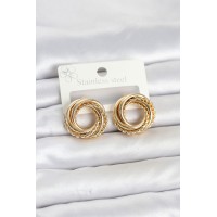316L Çelik Gold Renk Halka Model Asorti Kadın Küpe TJ-BKP11859