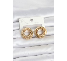 316L Çelik Gold Renk Halka Model Asorti Kadın Küpe TJ-BKP11859