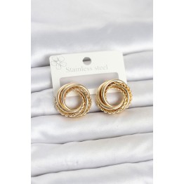 316L Çelik Gold Renk Halka Model Asorti Kadın Küpe TJ-BKP11859