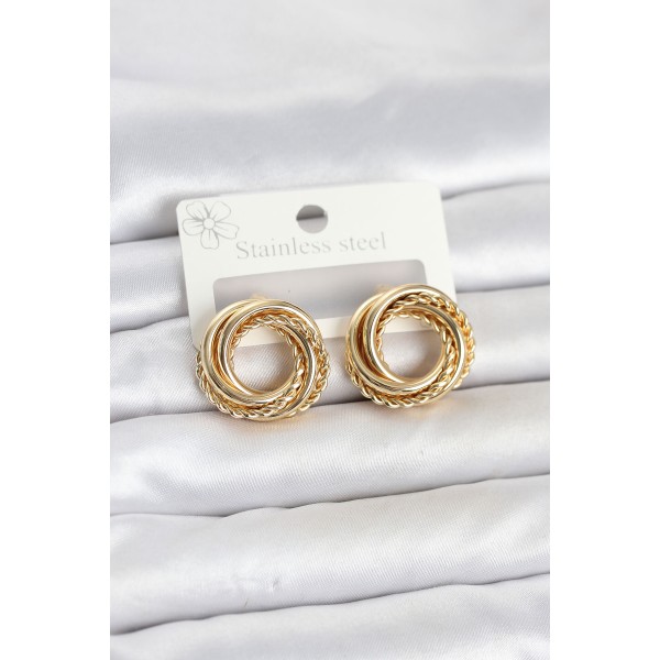 316L Çelik Gold Renk Halka Model Asorti Kadın Küpe TJ-BKP11859