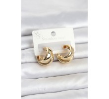 316L Çelik Gold Renk Asimetrik Halka Model Kadın Küpe TJ-BKP11861