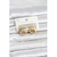 316L Çelik Gold Renk Deniz Kabuğu Model Kadın Küpe TJ-BKP11865