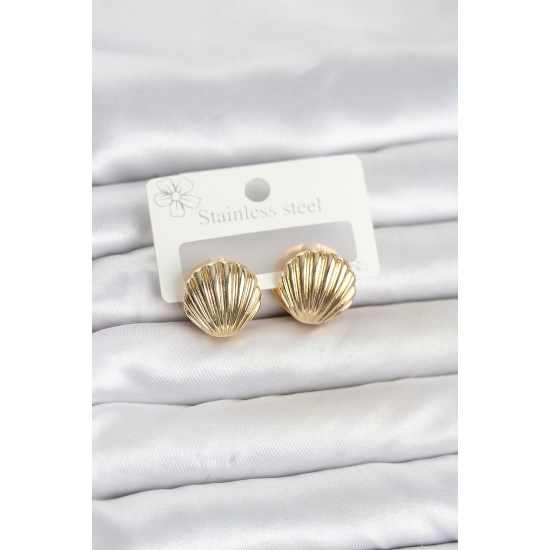 316L Çelik Gold Renk Deniz Kabuğu Model Kadın Küpe TJ-BKP11865