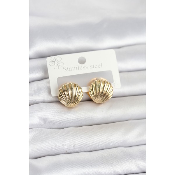 316L Çelik Gold Renk Deniz Kabuğu Model Kadın Küpe TJ-BKP11865