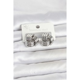 316L Çelik Gümüş Renk Sarmal Model Kadın Küpe TJ-BKP11866