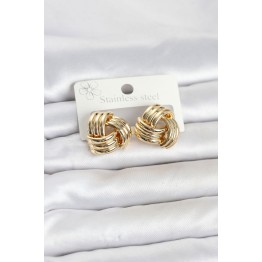 316L Çelik Gold Renk Sarmal Model Kadın Küpe TJ-BKP11867