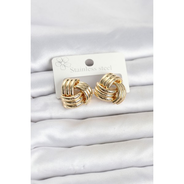 316L Çelik Gold Renk Sarmal Model Kadın Küpe TJ-BKP11867