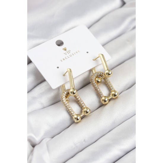 Gold Renk VIP Seri Tifani Zirkon Taşlı Kadın Küpe TJ-BKP11895