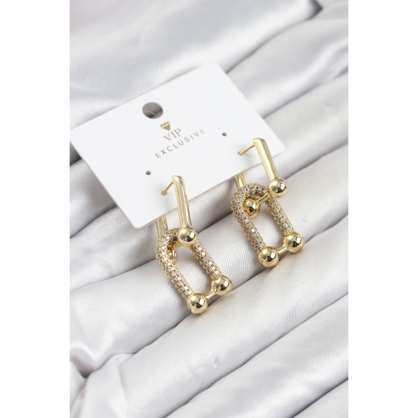 Gold Renk VIP Seri Tifani Zirkon Taşlı Kadın Küpe TJ-BKP11895