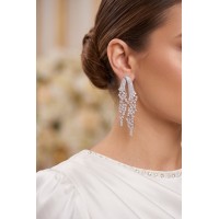 Gümüş Renk Zirkon Taşlı Çelenk Model Kadın Abiye Küpe TJ-BKP11899