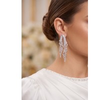Gümüş Renk Zirkon Taşlı Çelenk Model Kadın Abiye Küpe TJ-BKP11899