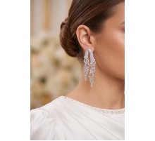 Gümüş Renk Zirkon Taşlı Çelenk Model Kadın Abiye Küpe TJ-BKP11899