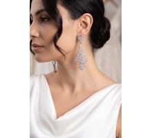 Gümüş Renk Zirkon Taşlı Kadın Abiye Küpe TJ-BKP11902