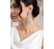 Gümüş Renk Zirkon Taşlı Kadın Abiye Küpe TJ-BKP11902