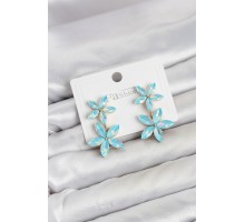 Buz Mavisi Kristal Çiçek Küpe TJ-BKP11906