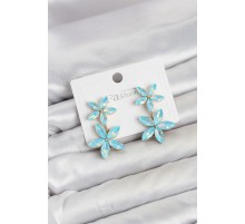 Buz Mavisi Kristal Çiçek Küpe TJ-BKP11906