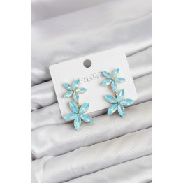 Buz Mavisi Kristal Çiçek Küpe TJ-BKP11906