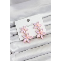 Pembe Kristal Çiçek Küpe TJ-BKP11907