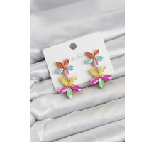 Karışık Renkli Kristal Çiçek Küpe TJ-BKP11908