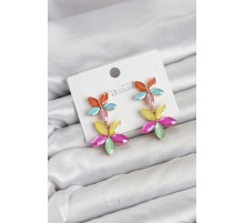Karışık Renkli Kristal Çiçek Küpe TJ-BKP11908