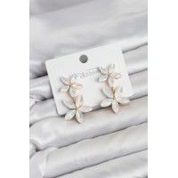 Beyaz Renk Kristal Çiçek Küpe TJ-BKP11909