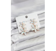 Beyaz Renk Kristal Çiçek Küpe TJ-BKP11909
