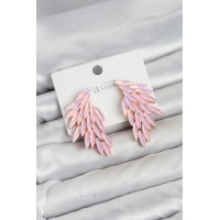 Pembe Renk Kristal Taşlı Kanat Küpe TJ-BKP11911