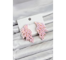 Pembe Renk Kristal Taşlı Kanat Küpe TJ-BKP11911