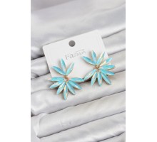 Buz Mavisi Renk Kristal Taşlı Lotus Model Kadın Küpe TJ-BKP11914