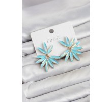Buz Mavisi Renk Kristal Taşlı Lotus Model Kadın Küpe TJ-BKP11914