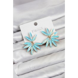 Buz Mavisi Renk Kristal Taşlı Lotus Model Kadın Küpe TJ-BKP11914