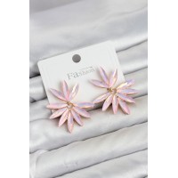 Pembe Renk Kristal Taşlı Lotus Model Kadın Küpe TJ-BKP11915