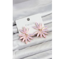 Pembe Renk Kristal Taşlı Lotus Model Kadın Küpe TJ-BKP11915