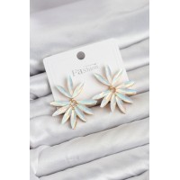 Beyaz Renk Kristal Taşlı Lotus Model Kadın Küpe TJ-BKP11917