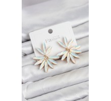 Beyaz Renk Kristal Taşlı Lotus Model Kadın Küpe TJ-BKP11917
