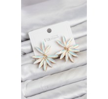 Beyaz Renk Kristal Taşlı Lotus Model Kadın Küpe TJ-BKP11917