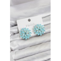 Buz Mavisi Renk Kristal Taşlı Çiçek Model Kadın Küpe TJ-BKP11918